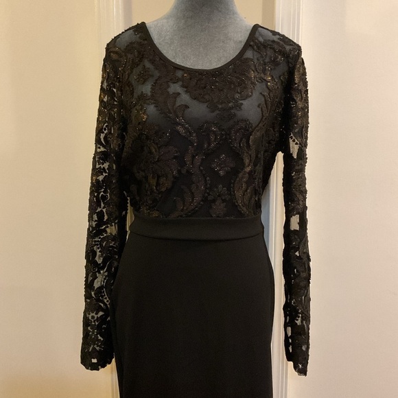 🧡 Black Lace See Thru Top Bodycon Dress - Picture 5 of 8